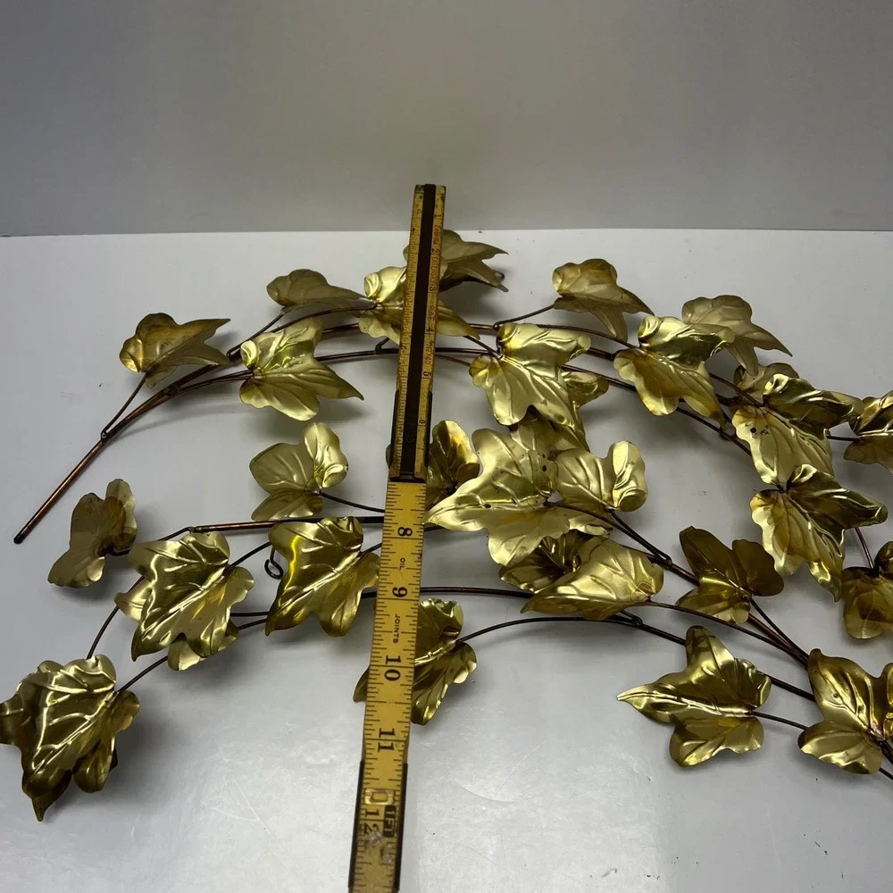 Vintage Brass Ivy Leaf Wall Art Set 2 Gold Mid Century Modern Botanical Decor‎
